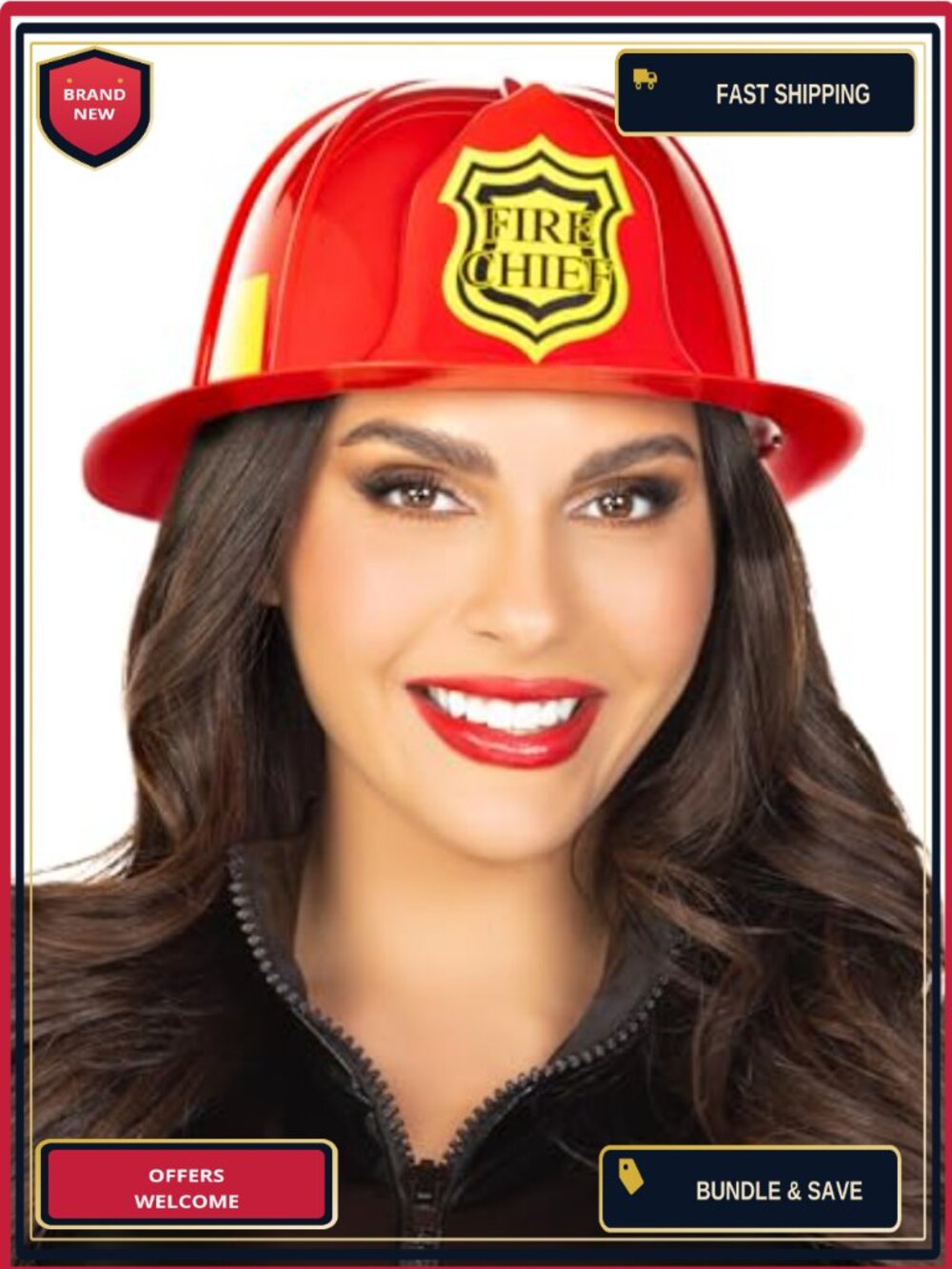 Fireman Fire Chief Hat Costume Accessory One Size Nylon